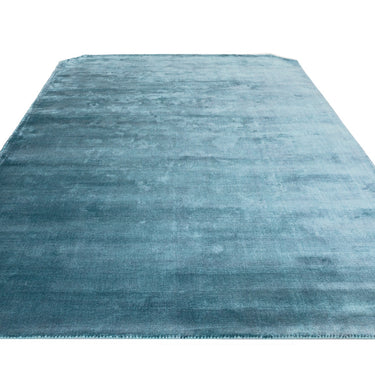 Gleam Luxury Contemporary Modern Shiny Plain Hand Woven Teal Blue Rug in 160 x230