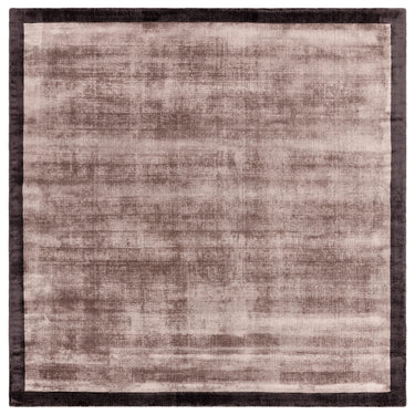 Blade Border Plain Silky Hand Woven Viscose Rug in Moleskin with Charcoal Border