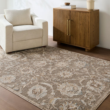 Arda Vintage Traditional Oriental Brown, Charcoal & Medium Grey Rug