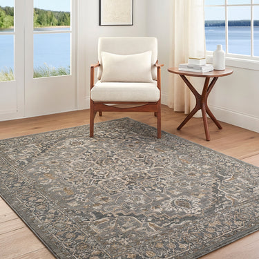 Arda Vintage Traditional Grey Rug
