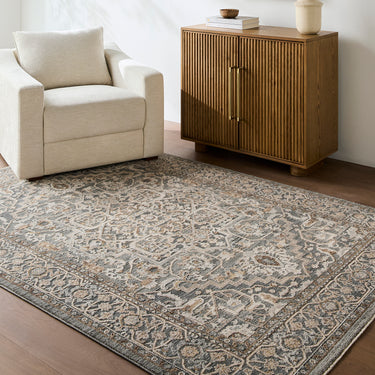 Arda Vintage Traditional Oriental Grey, Deep Teal & Dark Green Rug - Design ACZ2306