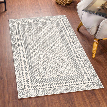 Bahar Geometric Global Grey Rug