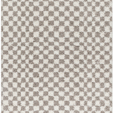 Birmingham Modern Checkboard Soft Plush Pile Grey Rug