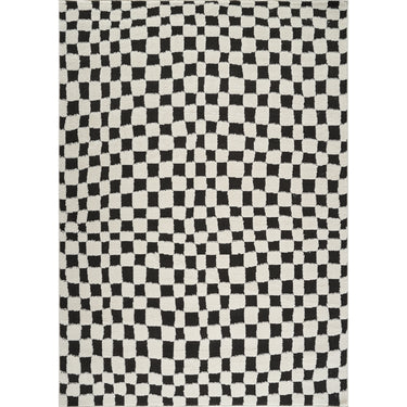 Freud Modern High Pile Checkered Black Rug