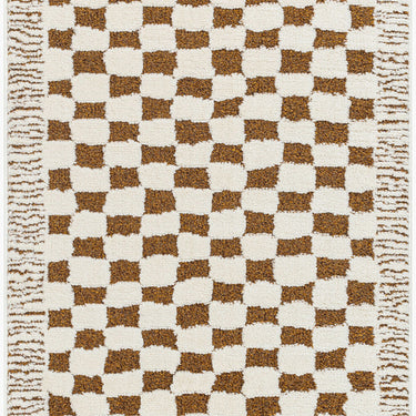 Freud Modern High Pile Checkered Runner Brown