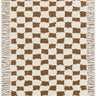 Freud Modern High Pile Checkered Runner Skandi Brown & Ivory Rug - Runner 80x220 cm (2'7'' x 7'3'')