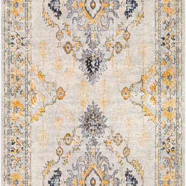 Floransa Vintage Traditional Boho Runner Oriental Yellow, Light Beige & Light Slate Rug - Runner 80x220 cm (2'7'' x 7'3'')