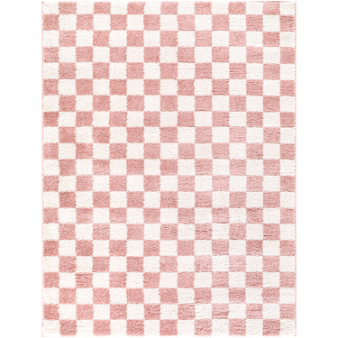Fossay Washable Checkered Shaggy Pink Rug