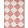 Fossay Washable Checkered Shaggy Pink, Rose & Ivory Rug - Design FSG2355 - Large Plus 160x213 cm (5'3'' x 7')
