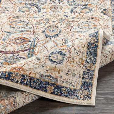 Harput Vintage Traditional Boho Oriental Blue, Navy & Burnt Orange Rug