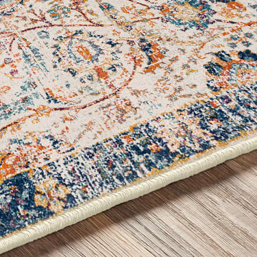 Harput Vintage Traditional Boho Oriental Blue, Navy & Burnt Orange Rug