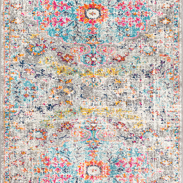 Harput Vintage Traditional Boho Oriental Blue, Light Beige & Mustard Rug - Design HAP1063 - Small 80x150 cm (2'7'' x 4'11'')