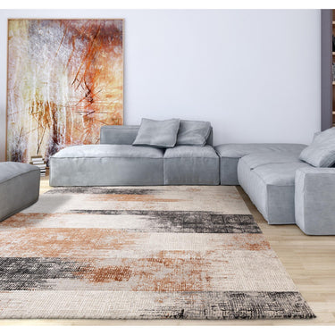 Kuza Lines Abstract Modern Distressed Soft Velvety Silky Rug