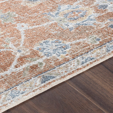 Lillian Vintage Traditional Washable Orange Rug