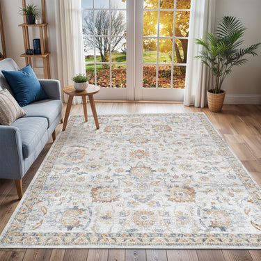 Lillian Vintage Traditional Washable Grey Rug