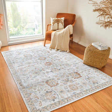Lillian Vintage Traditional Washable Grey Rug