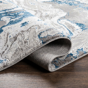 Lustro Modern Abstract Blue, Medium Grey & Light Beige Rug