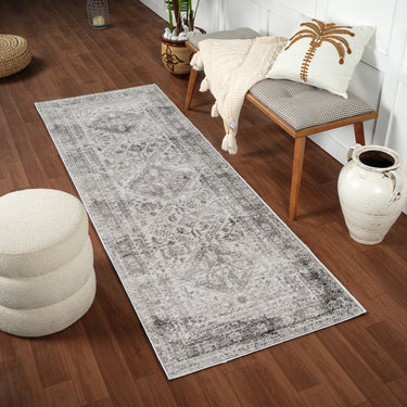 Monte Carlo Vintage Traditional Boho Runner Grey