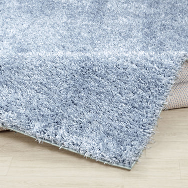 Moda Shag Solid Color Plush Soft Pile Blue Rug