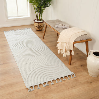 Nora Geometric High Pile Fringe Runner Neutral
