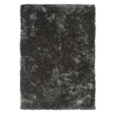 Glamour Shimmer Charcoal Grey Soft Silky Handmade Shaggy Textured Rug