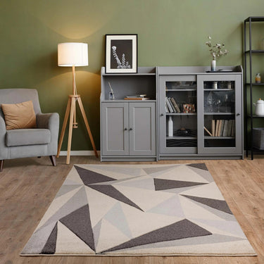 Sketch SK21 Kaleidescope Geometric Rug Hand Carved Modern Grey Blue