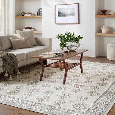 Thistle Floral Washable Ivory Rug