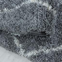 Modern Alvor Geometric Soft Plush Shaggy Rug in Blue, Cream, Grey, Taupe and Terra