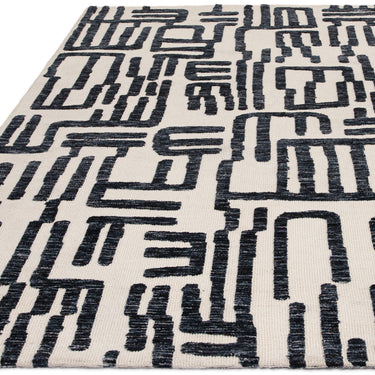 Asiatic London Mason Maze Script Silky Blue Cream Traditional Abstract Modern Rug