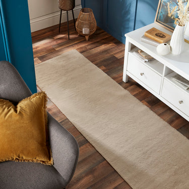 Origins Washable Faux Fur Modern Plain Natural Non-Slip Rug