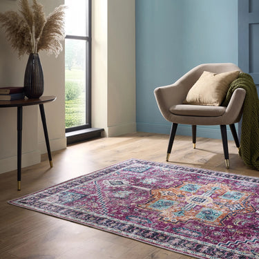 Origins Granada Ruby Vibrant Coloured Red Washable Non-Slip Cotton Chenille Rug - Small 80x150 cm (2'6"x5')