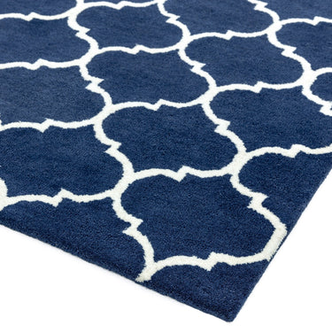 Albany Ogee Traditional Morroccan Trellis Design Hand Tufted Wool Rug in Blue