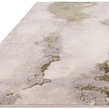Asiatic London Stellar ST04 Painterly Marbled Green Natural Polypropylene Abstract Textured Rug