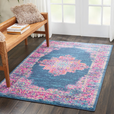 Nourison Passion PSN03 Traditional Medallion Persian Rug in Blue