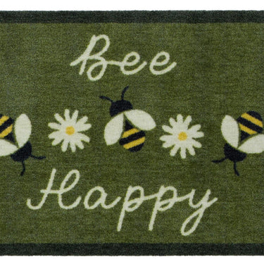 My Nylon Pattern Colour Daisy Bee Green Washable Non-Slip Doormat