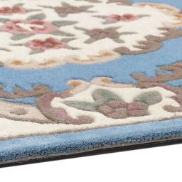 Aubusson Origins Shensi Traditional Wool Round, Hallway, Halfmoon Rug in Blue