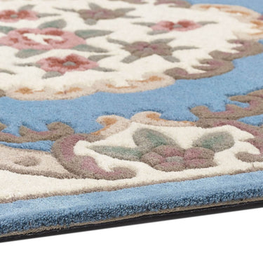 Aubusson Origins Shensi Traditional Wool Round, Hallway, Halfmoon Rug in Blue