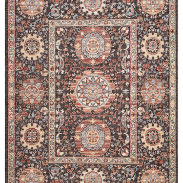 Alia 843GL Short Pile Rose Polypropylene Traditional Floral Bordered Rug