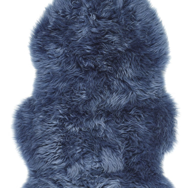 Origins Genuine Animal Fur Soft Navy Blue Wool Sheepskin Shaggy Textured Rug
