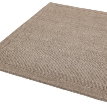 York 100% Wool Rug for Living Room Bedroom Hand Made Modern Plain Bordered Rug in Taupe