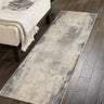 Nourison Maxell MAE13 Ivory Grey Cotton Abstract Modern Rug - Runner 66x229 cm (2'2"x7'6")