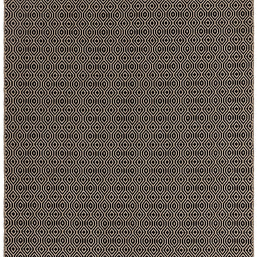 Global Mosaic Geometric Cotton Flatweave Jute Rug in Black Natural Cream