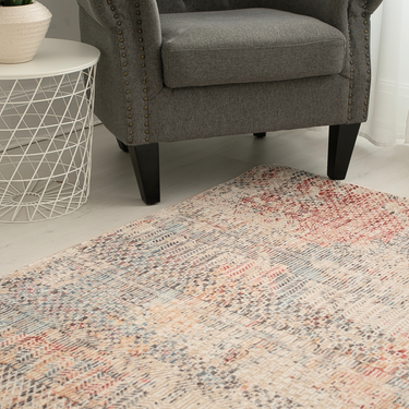 Alia 860GC Short Pile Beige Rose Polypropylene Traditional Abstract Hallway Runner Rug
