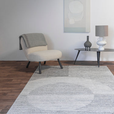 Muse Halo Modern Geometric Pattern Ochre Yellow and Grey Rug