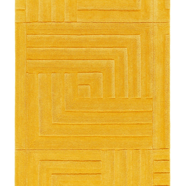 Origin Maze Rug Soft Wool High Quality Modern Linear Geometric Rug in Ochre Yellow