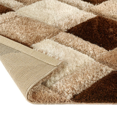 Origins 3D Geo Silky Diamond Beige Hand-Carved Shaggy Geometric Rug