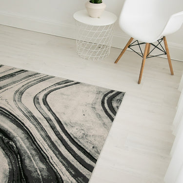 Balletto 18BA Rug Modern Abstract Living Room Bedroom Soft Rugs in Grey and Ochre
