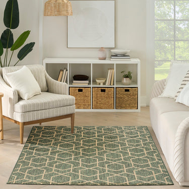 Horizon Classic Trellis HOZ01 Green By Indoor Outdoor Polypropylene Geometric Textured Rug