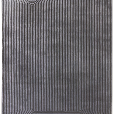 Kuza Shape Rug Soft Silky Curved Edges Abstract Modern Plain Striped Rug in Black / Charcoal Large 160x230 cm