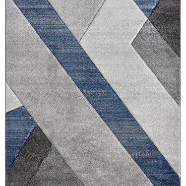 Orbit Arktis 3D Grey Blue Abstract Geometric Textured Hallway Runner Rug